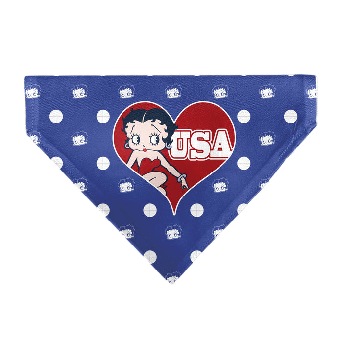 Pet Bandana - Bandana Betty Boop USA Heart Pose Polka Dot/Face Blue/White Pet Bandanas Fleischer Studios, Inc.   