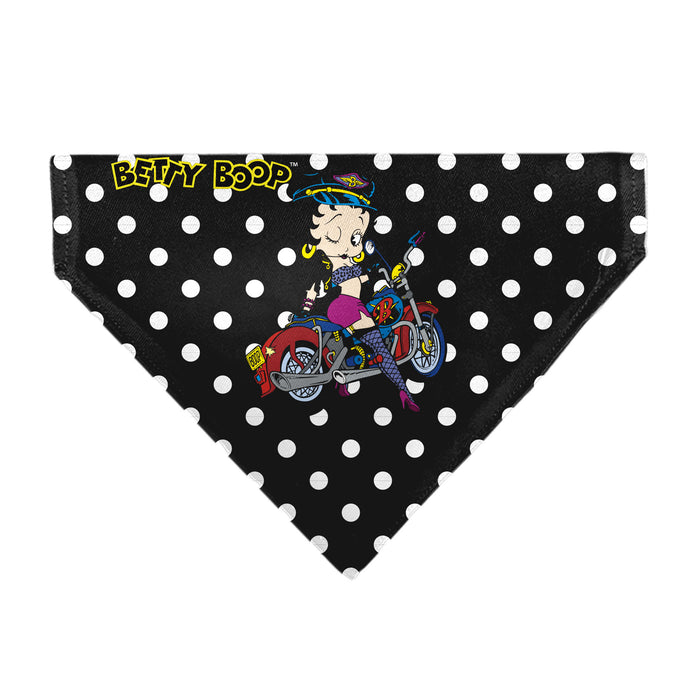 Pet Bandana - Bandana BETTY BOOP Biker Betty Winking Pose and Text Polka Dot Black/White/Yellow Pet Bandanas Fleischer Studios, Inc.   