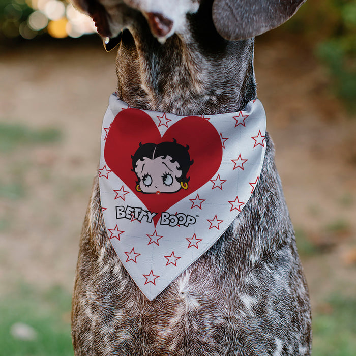 Pet Bandana - Bandana BETTY BOOP Face Heart and Text Stars White/Red Pet Bandanas Fleischer Studios, Inc.   