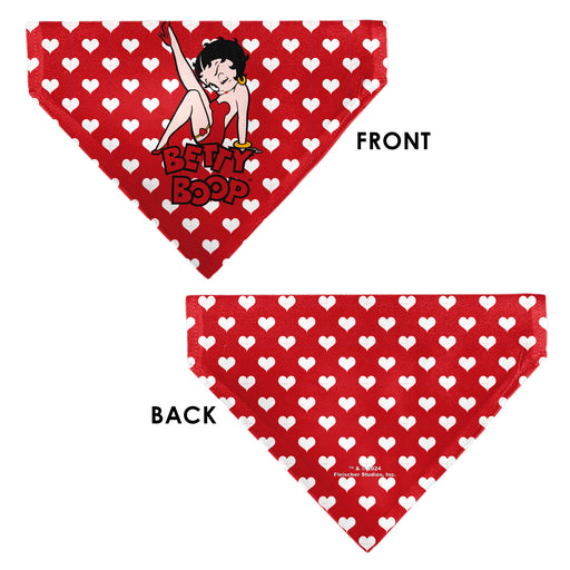 Pet Bandana - Bandana BETTY BOOP Seated Leg Kick Pose and Text Hearts Red/White Pet Bandanas Fleischer Studios, Inc.   