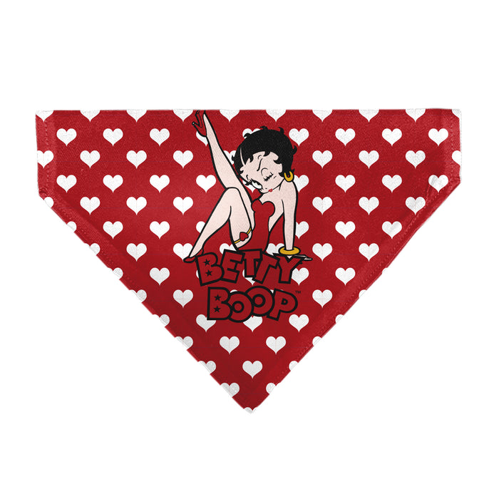 Pet Bandana - Bandana BETTY BOOP Seated Leg Kick Pose and Text Hearts Red/White Pet Bandanas Fleischer Studios, Inc.   