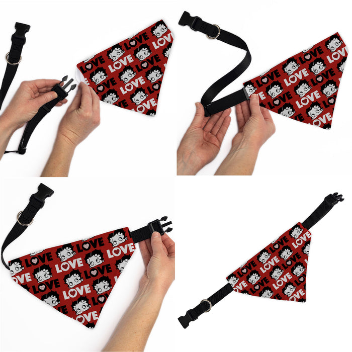 Pet Bandana - Betty Boop LOVE Text and Face Red/Black/White Pet Bandanas Fleischer Studios, Inc.   