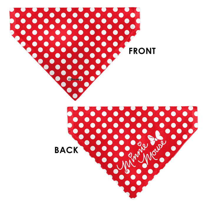 Pet Bandana - MINNIE MOUSE Autograph Script Polka Dot Red/White Pet Bandanas Disney   