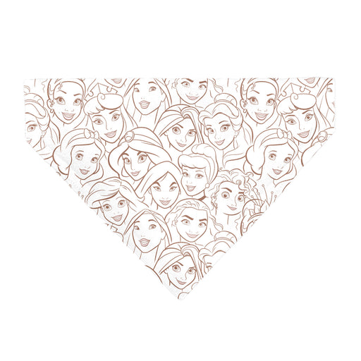 Pet Bandana - Disney Princess Faces Stacked White/Brown Pet Bandanas Disney   