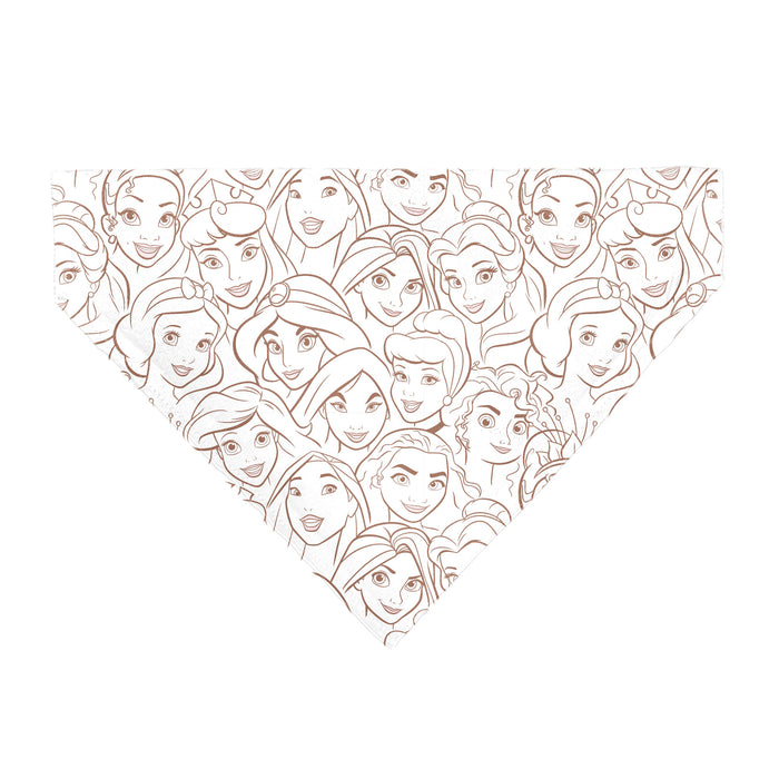 Pet Bandana - Disney Princess Faces Stacked White/Brown Pet Bandanas Disney   