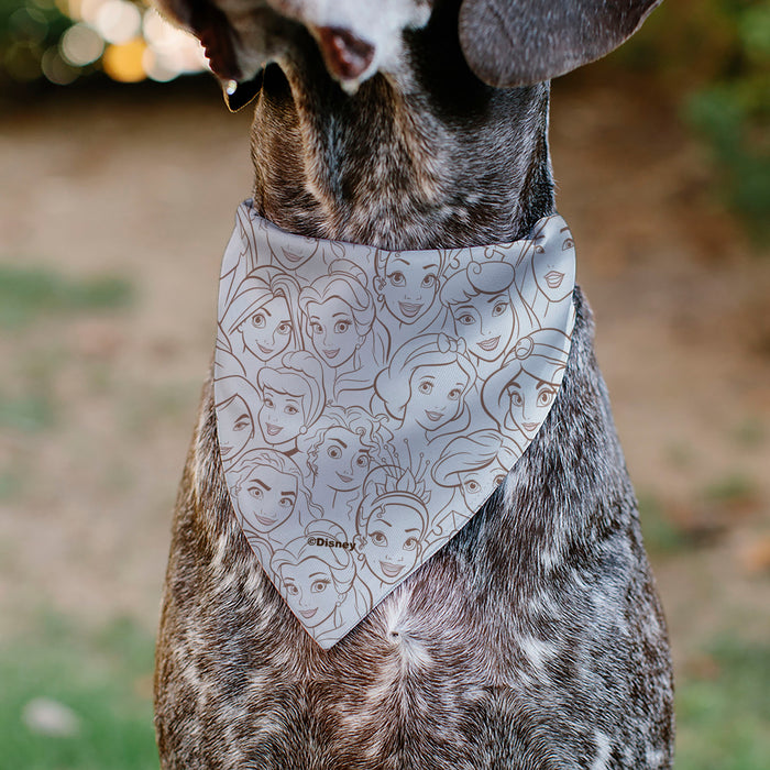 Pet Bandana - Disney Princess Faces Stacked White/Brown Pet Bandanas Disney   