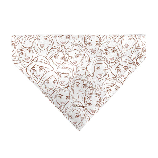 Pet Bandana - Disney Princess Faces Stacked White/Brown Pet Bandanas Disney   