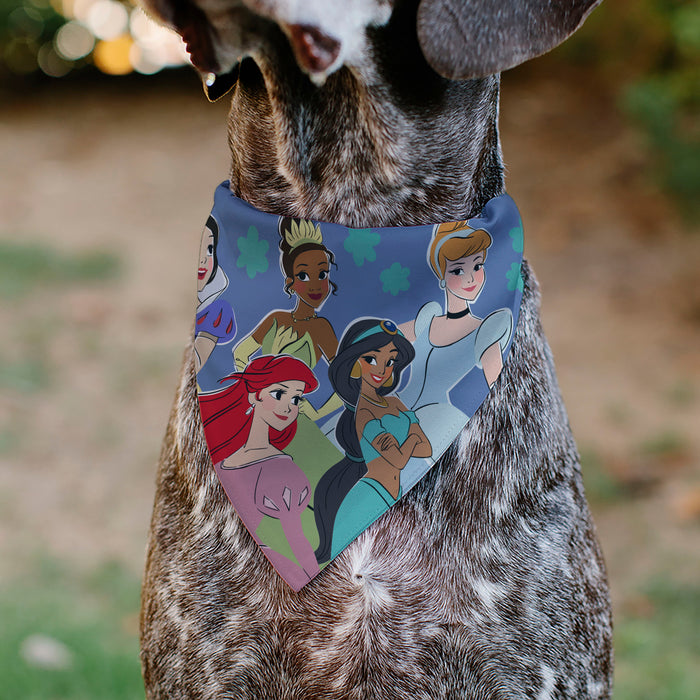 Pet Bandana - Disney Five Princesses Group Pose and Flowers Blues Pet Bandanas Disney   