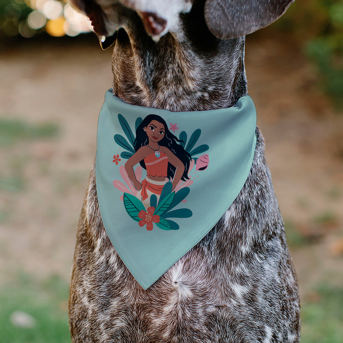 Pet Bandana - Moana Standing Pose and Plants Greens Pet Bandanas Disney   