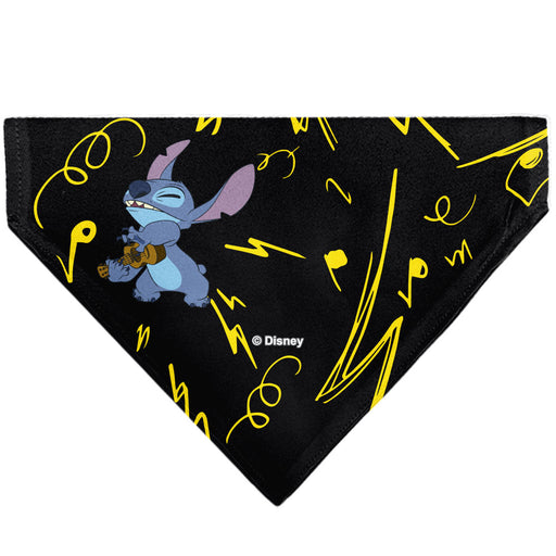 Pet Bandana - Stitch and Scrump Ukulele Jam Pose Black/Yellow Pet Bandanas Disney