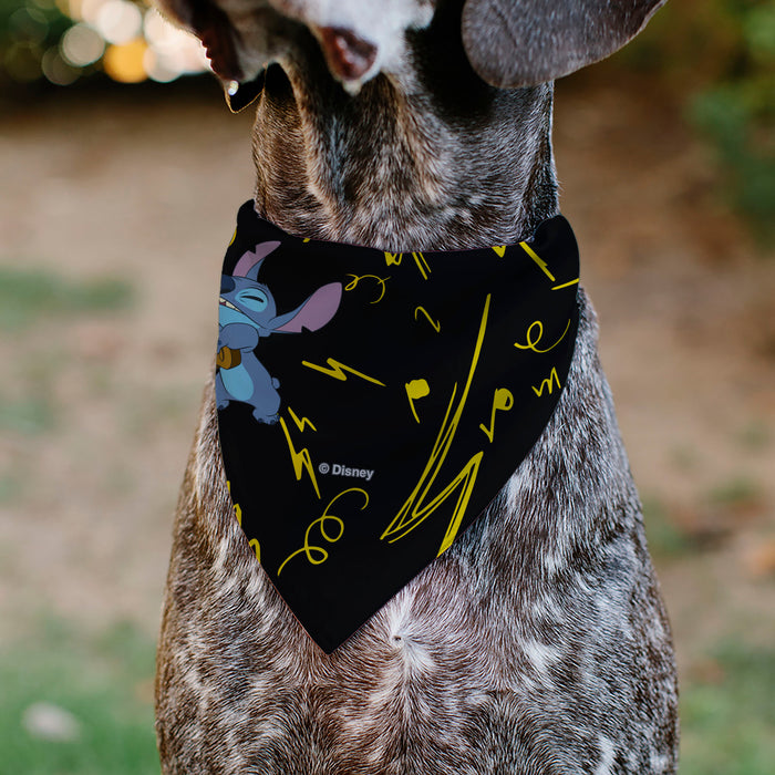 Pet Bandana - Stitch and Scrump Ukulele Jam Pose Black/Yellow Pet Bandanas Disney