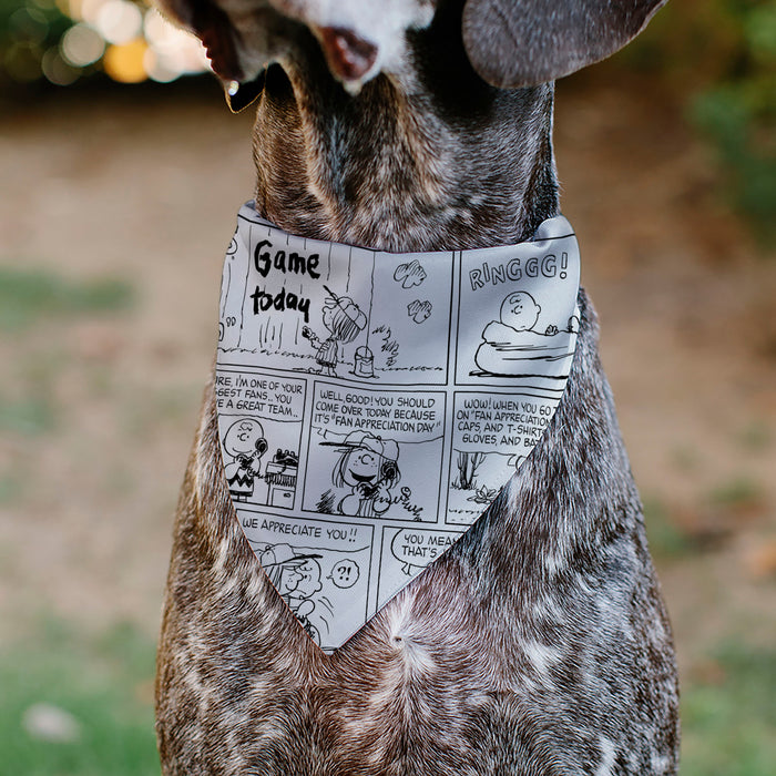 Pet Bandana - PEANUTS Good Ol Charlie Brown Comic Scene Blocks White/Black Pet Bandanas Peanuts Worldwide LLC   