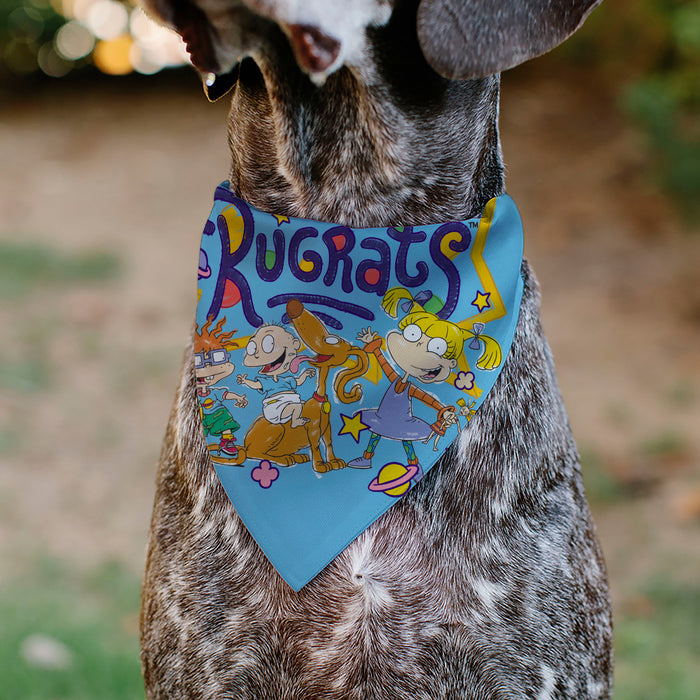 Pet Bandana - RUGRATS Four Character Group Pose and Title Logo Light Blue Pet Bandanas Nickelodeon   