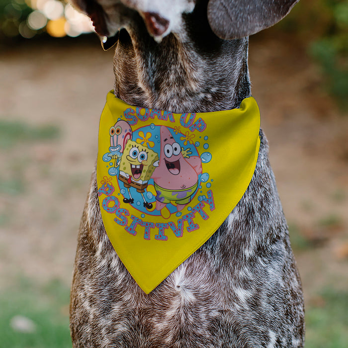 Pet Bandana - SpongeBob SquarePants and Friends SOAK UP POSITIVITY Pose Yellow Pet Bandanas Nickelodeon   