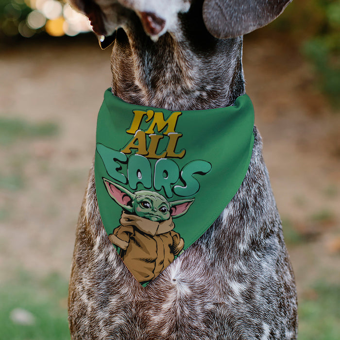 Pet Bandana - Star Wars Grogu I'M ALL EARS Pose Green Pet Bandanas Star Wars