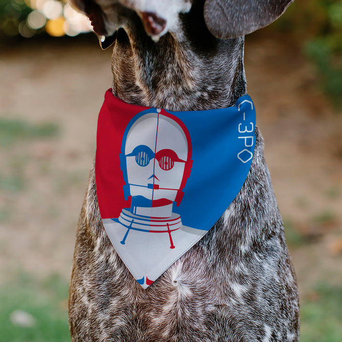 Pet Bandana - Star Wars DROID C-3PO Text and Pop Art Pose Red/Blue/White Pet Bandanas Star Wars   