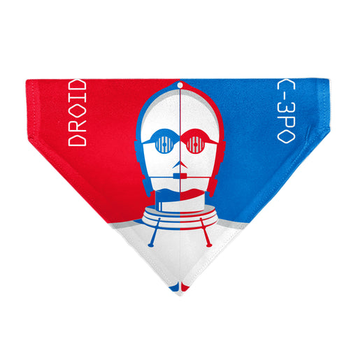 Pet Bandana - Star Wars DROID C-3PO Text and Pop Art Pose Red/Blue/White Pet Bandanas Star Wars   