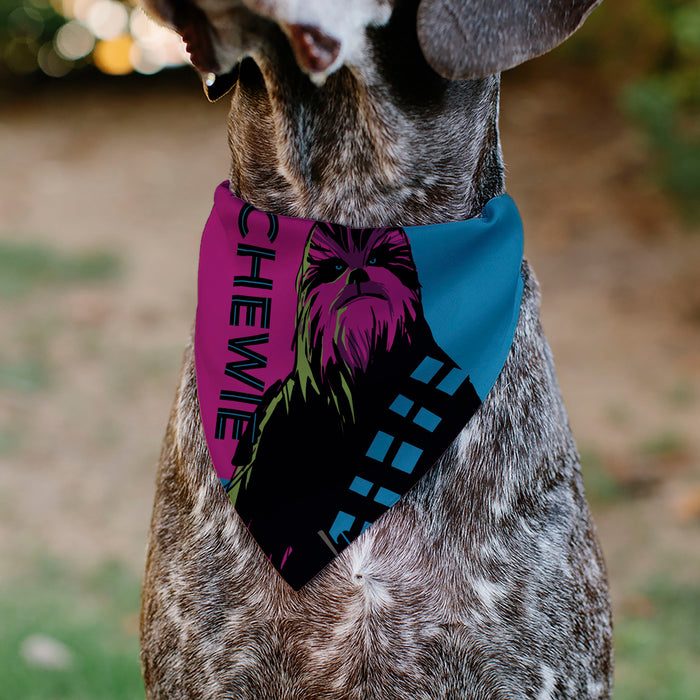 Pet Bandana - Star Wars CHEWIE Text and Chewbacca Pop Art Pose Red/Blue/Black Pet Bandanas Star Wars   