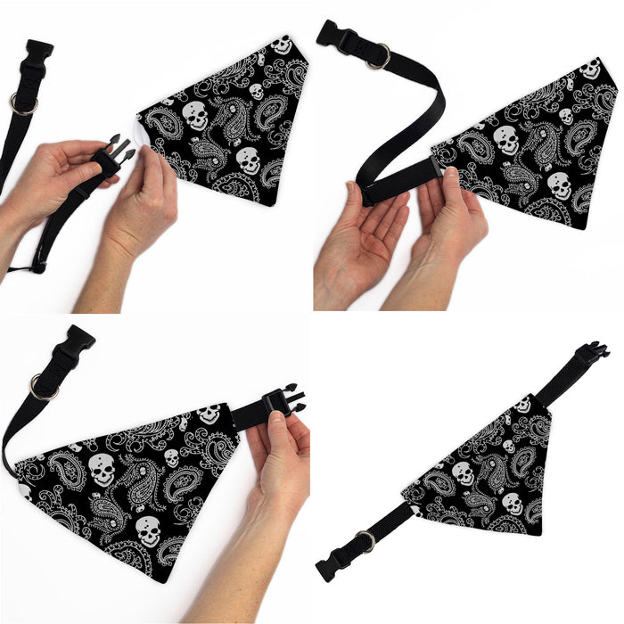 Pet Bandana - Bandana/Skulls Black/White Pet Bandanas Buckle-Down   