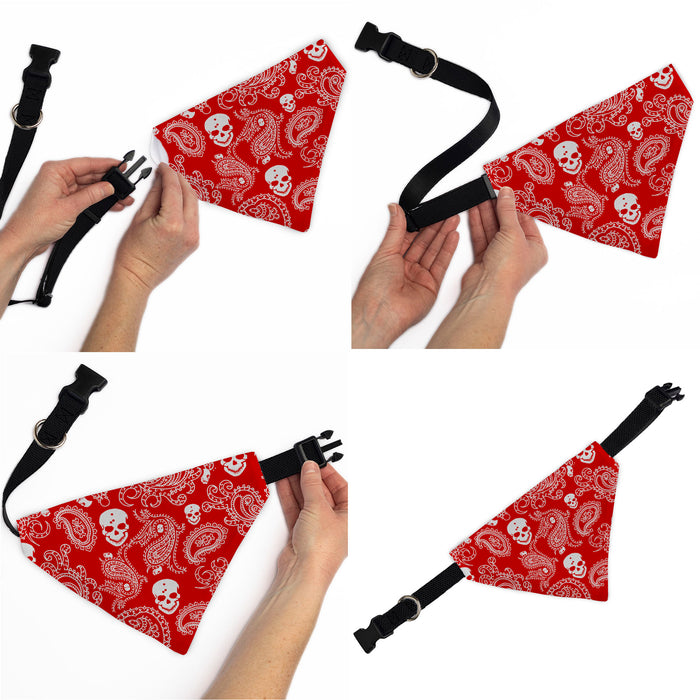 Pet Bandana - Bandana/Skulls Red/White Pet Bandanas Buckle-Down   