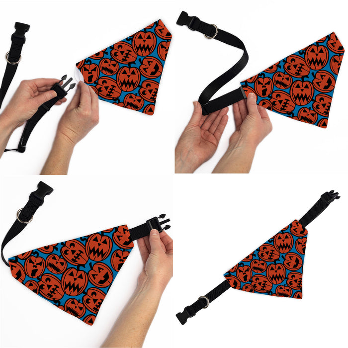 Pet Bandana - Jack-o'-Lanterns Blue Pet Bandanas Buckle-Down, Inc.   