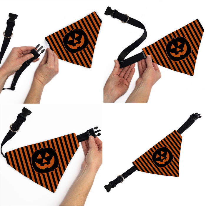 Pet Bandana - Jack-o'-Lantern Pumpkin Stripe Orange/Black Pet Bandanas Buckle-Down, Inc.   