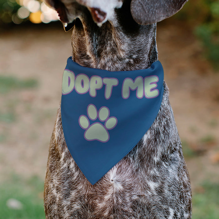 Pet Bandana - ADOPT ME Text and Paw Black/Lavender/Ivory Pet Bandanas Buckle-Down, Inc.   