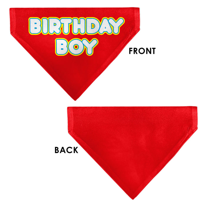 Pet Bandana - BIRTHDAY BOY Text Red/Yellow/Blue/White Pet Bandanas Buckle-Down, Inc.   