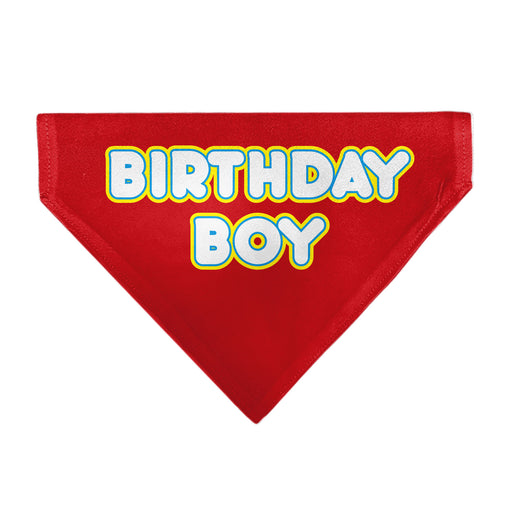 Pet Bandana - BIRTHDAY BOY Text Red/Yellow/Blue/White Pet Bandanas Buckle-Down, Inc.   