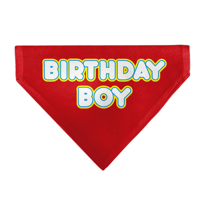 Pet Bandana - BIRTHDAY BOY Text Red/Yellow/Blue/White Pet Bandanas Buckle-Down, Inc.   