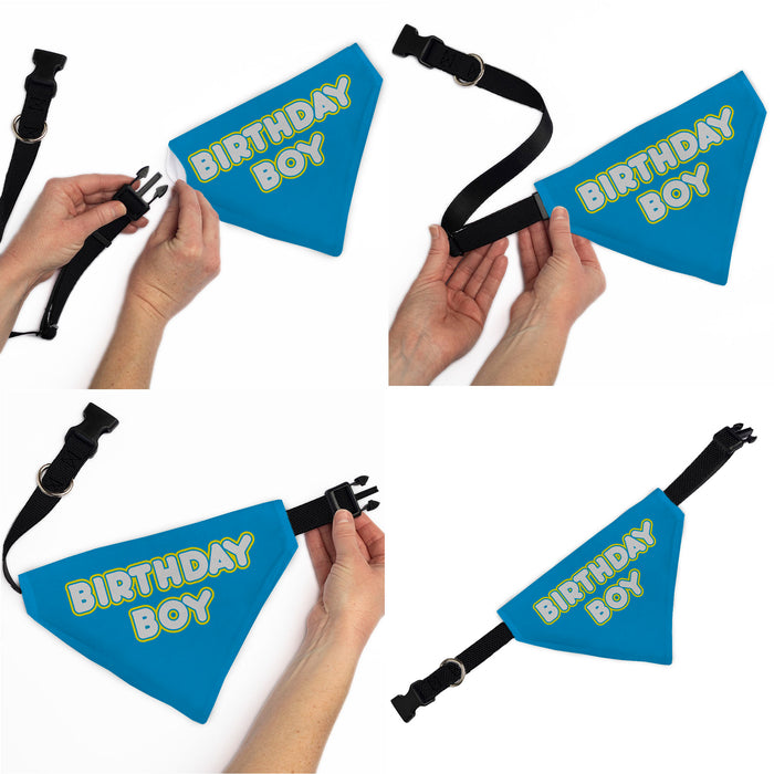 Pet Bandana - BIRTHDAY BOY Text Blue/Yellow/White Pet Bandanas Buckle-Down, Inc.   