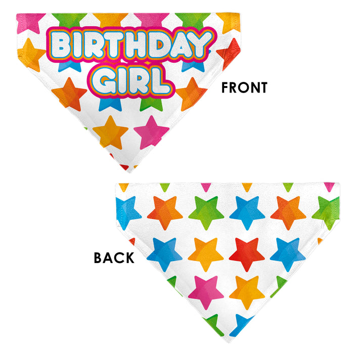 Pet Bandana - BIRTHDAY GIRL Text and Stars White/Multi Color Pet Bandanas Buckle-Down, Inc.   