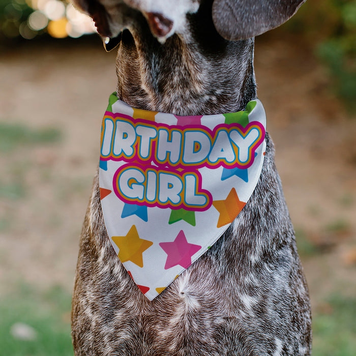 Pet Bandana - BIRTHDAY GIRL Text and Stars White/Multi Color Pet Bandanas Buckle-Down, Inc.   