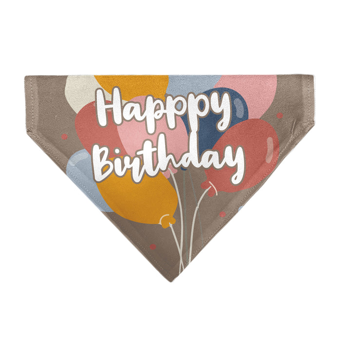 Pet Bandana - HAPPY BIRTHDAY Text and Balloons Tan/Multi Color Pet Bandanas Buckle-Down, Inc.   