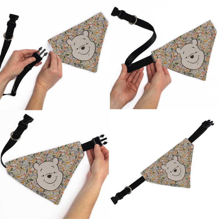 Pet Bandana - Winnie the Pooh Smiling Face/Foliage Collage Beige/Green/Orange/Yellow Pet Bandanas Disney   