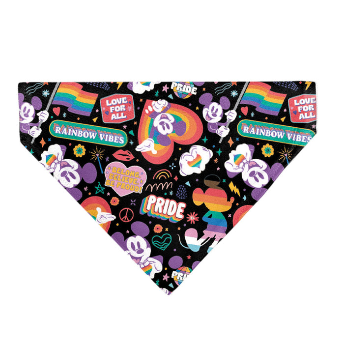 Pet Bandana - Mickey Mouse Pride Poses Rainbow Collage Black Pet Bandanas Disney   
