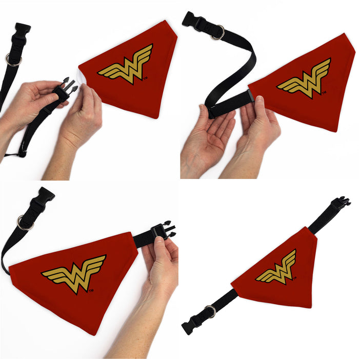 Pet Bandana - Wonder Woman WW Logo Red/Black/Yellow Pet Bandanas DC Comics   