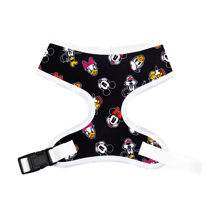 Disney Plastic Buckle Pet Harness, Dog Collar, The Sensational Six Smiling Faces Scattered Black Pet Harnesses Disney   