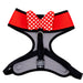 Pet Harness - Minnie Mouse Ears and Bow Icon with Autograph Red and Bow Applique Polka Dot Red/White Pet Harnesses Disney   