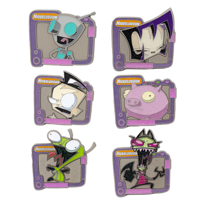 Invader Zim Blind Box Glitter Enamel Pin Series - Mystery Character Zim, GIR, Piggy, Dib, or Gaz Blind Box Pins Nickelodeon