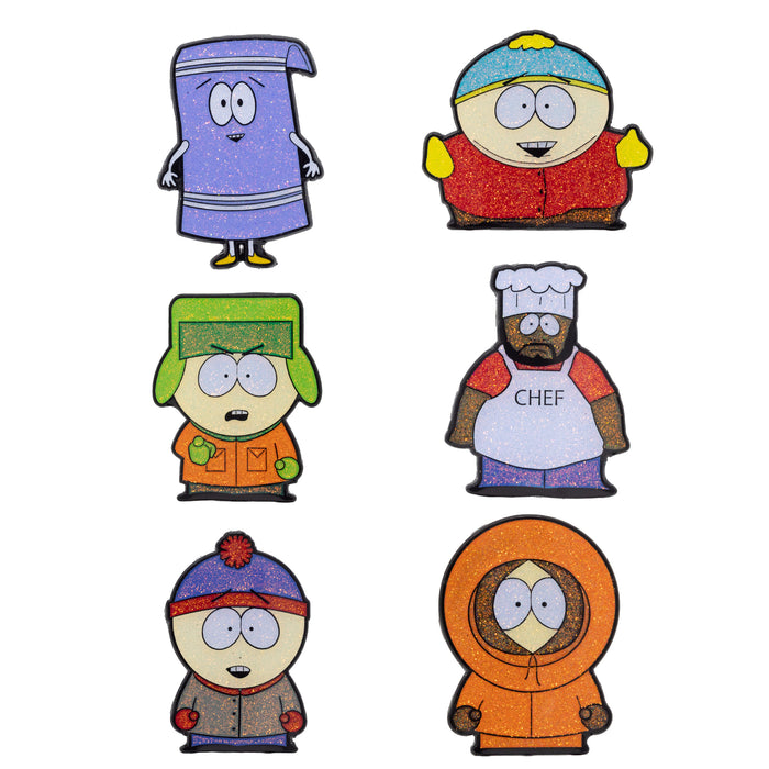 South Park Blind Box Glitter Enamel Pin Series - Mystery Character Cartman, Kyle, Chef, Kenny, Stan, or Towelie Blind Box Pins Comedy Central