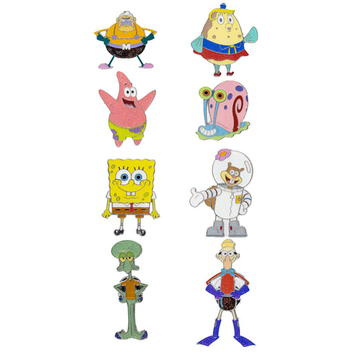 SpongeBob SquarePants Blind Box Glitter Enamel Pin Series - Mystery Character SpongeBob, Sandy, Patrick, Gary, Squidward, Mermaidman, Barnacle Boy or Mrs Puff Blind Box Pins Nickelodeon