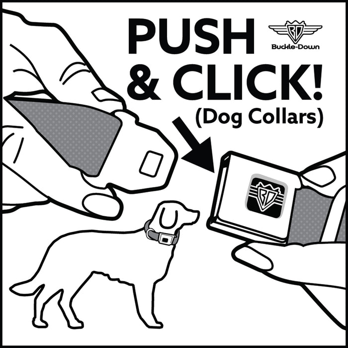 Dog Bone Black/Silver Seatbelt Buckle Collar - #DBAP Hash Tag Text Black/White Seatbelt Buckle Collars Buckle-Down   