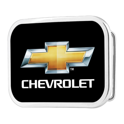 Chevy Bowtie Framed FCG Black/Gold - Chrome Rock Star Buckle Belt Buckles GM General Motors