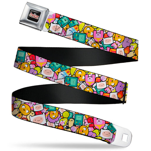 Cartoon Network ADVENTURE TIME Title Logo Full Color Black Seatbelt Belt - Adventure Time Character Face Icons Stacked Collage Webbing Seatbelt Belts Cartoon Network   