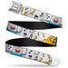 ADVENTURE TIME Title Logo Full Color White Seatbelt Belt - Adventure Time Finn and Jake Dancing Poses and Music Notes White Webbing Seatbelt Belts Cartoon Network   