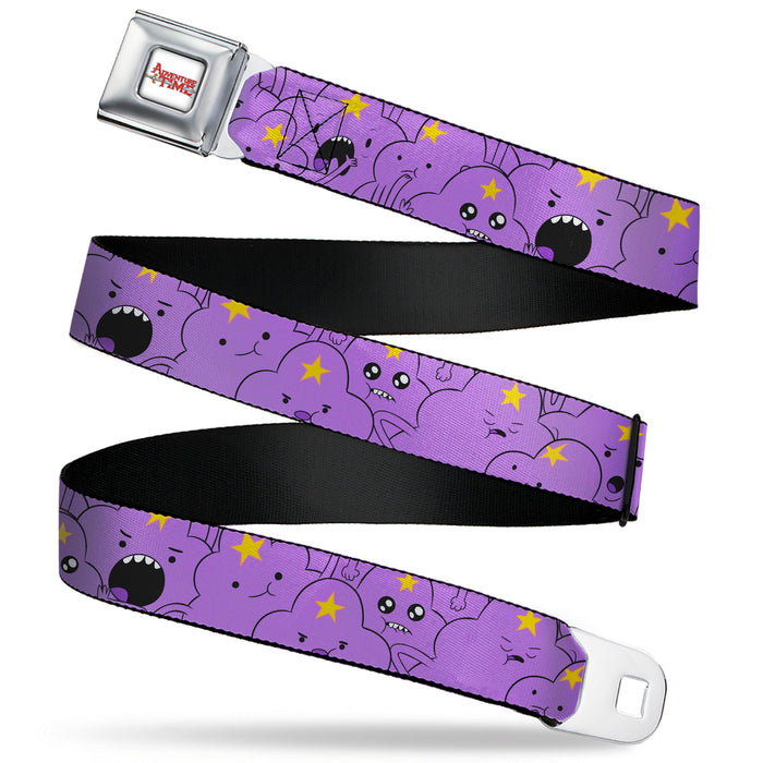 ADVENTURE TIME Title Logo Full Color White Seatbelt Belt - Adventure Time Lumpy Space Princess Expressions Stacked Lavender Webbing