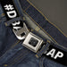 BD Wings Logo CLOSE-UP Black/Silver Seatbelt Belt - #DBAP Hash Tag Text Black/White Webbing Seatbelt Belts Buckle-Down   