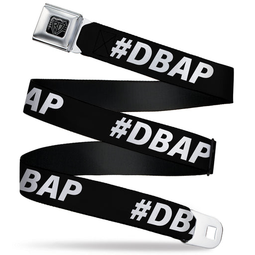 BD Wings Logo CLOSE-UP Black/Silver Seatbelt Belt - #DBAP Hash Tag Text Black/White Webbing Seatbelt Belts Buckle-Down   