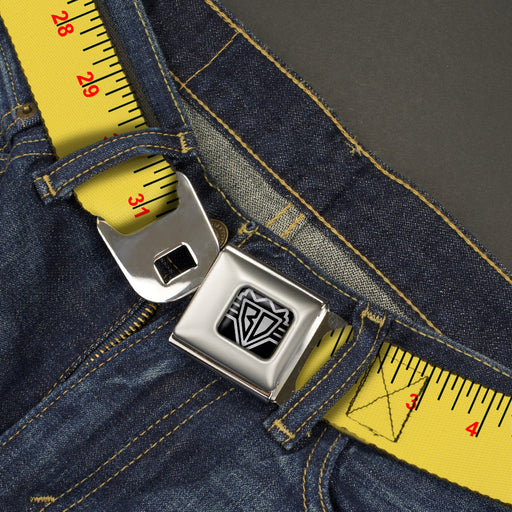 BD Wings Logo CLOSE-UP Full Color Black Silver Seatbelt Belt - Measuring Tape Yellow/Black/Red Webbing Seatbelt Belts Buckle-Down   